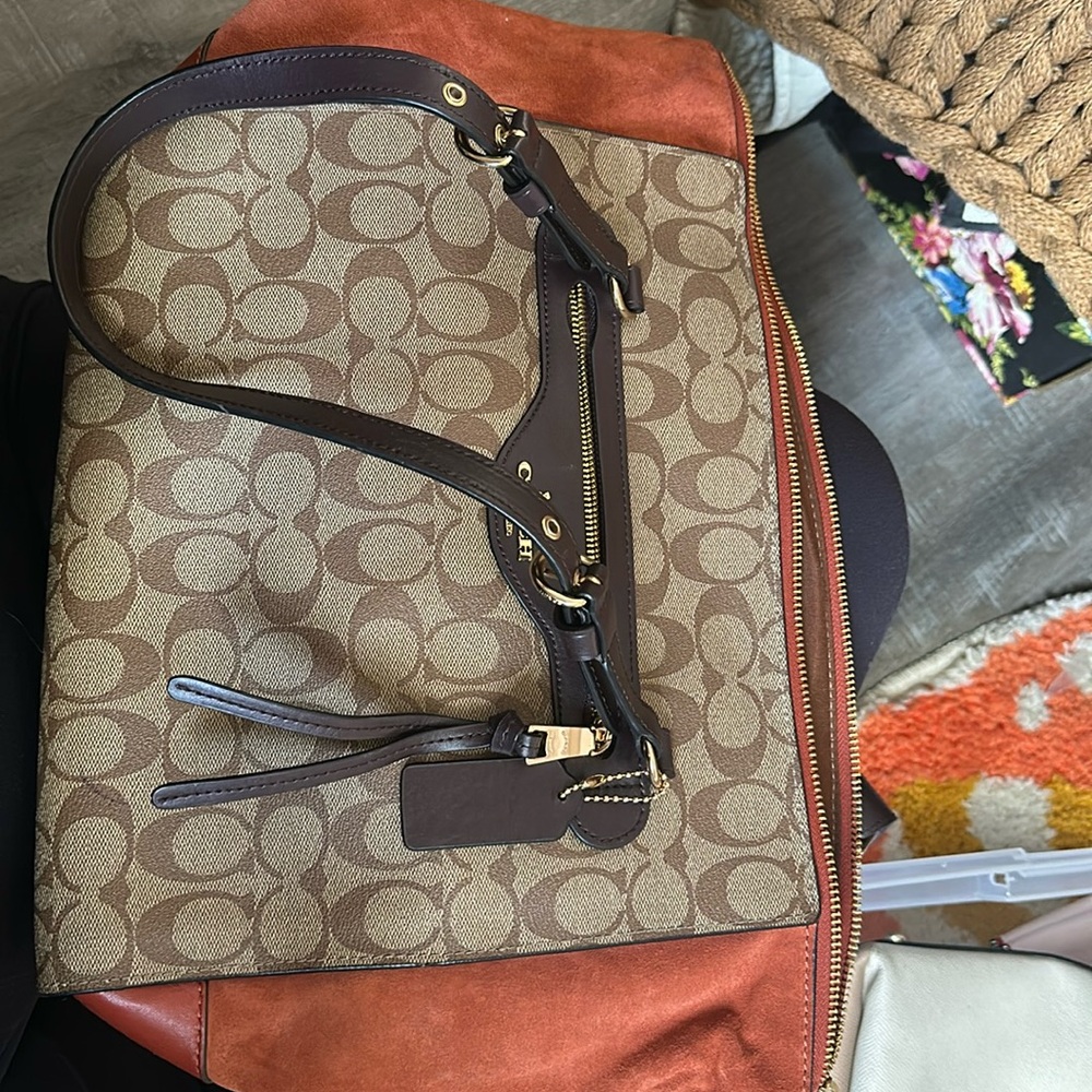 Coach purse suede sides